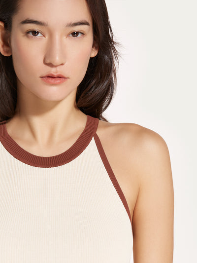 Knitted Tank Top with Round Neck