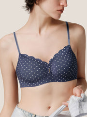Basic Seamless Deep V Scalloped Neck Cooling Bra - Smart Size