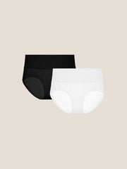 Pure Cotton Wide Elastic Band High-Waisted Brief 2-Pack