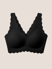 Seamless Wave Trimmed Deep V-Neck Bralette - Smart Size