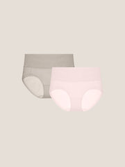 Pure Cotton Wide Elastic Band High-Waisted Brief 2-Pack
