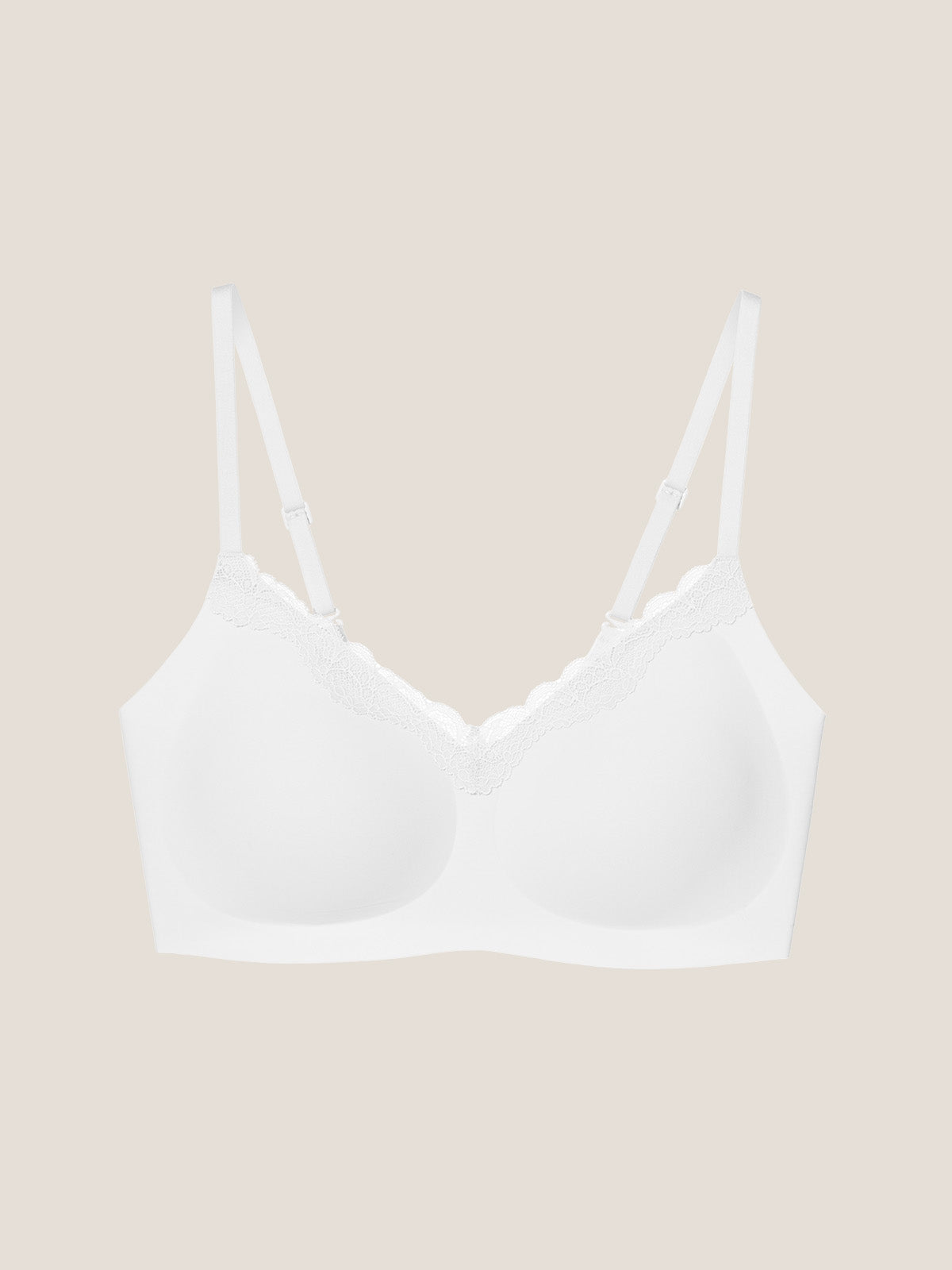 Basic Seamless Lace-Trimmed V-Neck Bralette - Smart Size