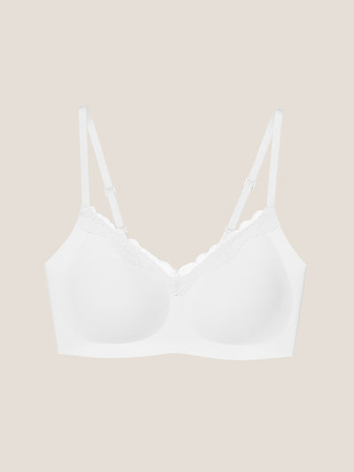 Basic Seamless Lace-Trimmed V-Neck Bralette - Smart Size