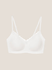 Basic Seamless Lace-Trimmed V-Neck Bralette - Smart Size