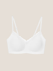 Basic Seamless Lace-Trimmed V-Neck Bralette - Smart Size