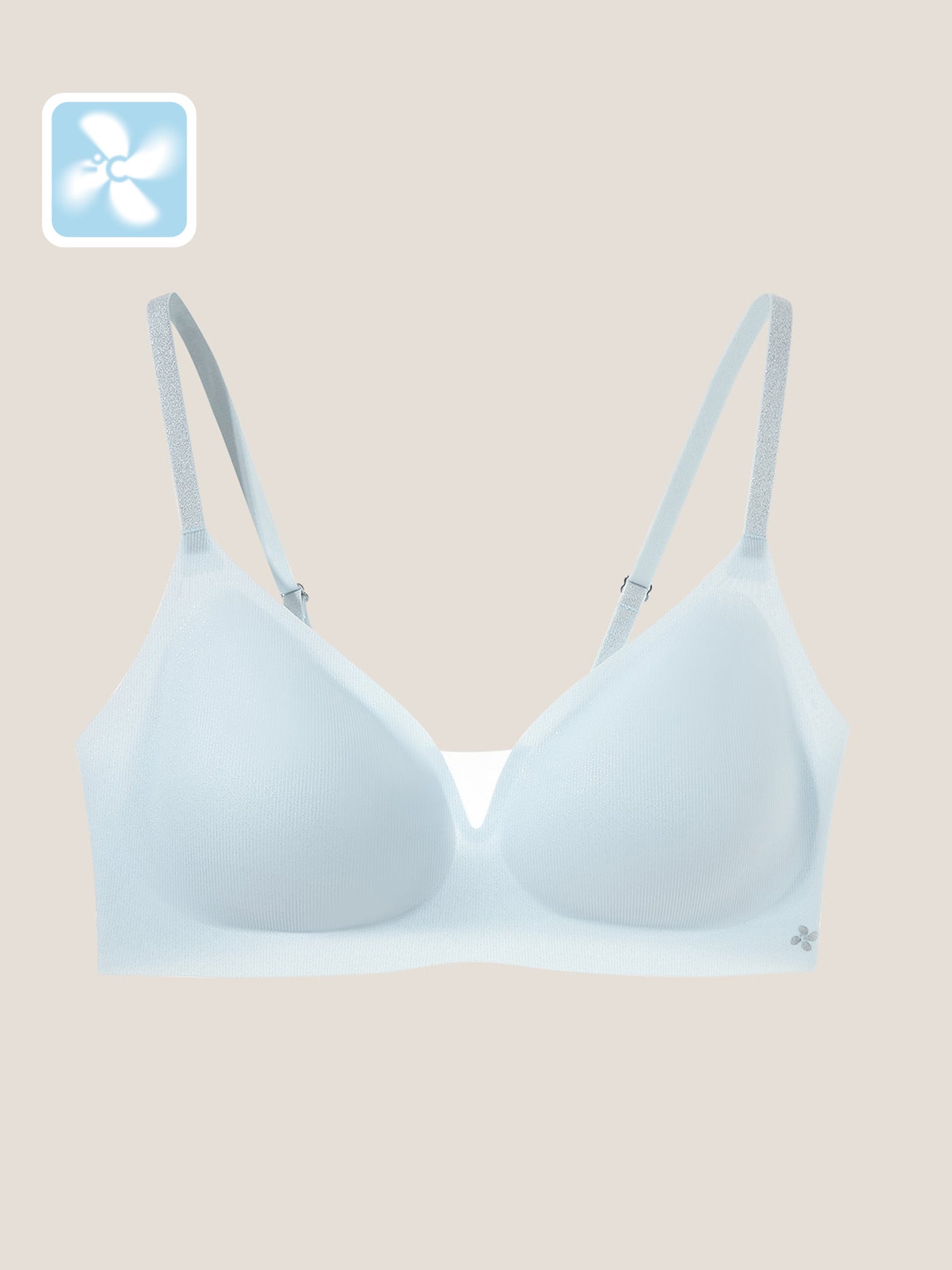 Basic Seamless Deep V Neck Mesh Cooling Bra - Smart Size