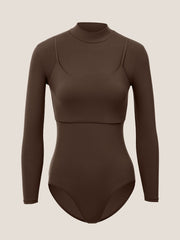 Layered Mock Neck Bodysuit