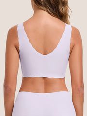 Seamless Wave Trimmed Deep V-Neck Bralette - Smart Size