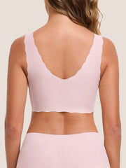 Seamless Wave Trimmed Deep V-Neck Bralette - Smart Size