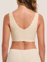 Seamless Wave Trimmed Deep V-Neck Bralette - Smart Size