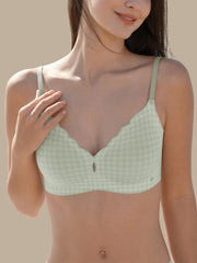 Basic Seamless Deep V Scalloped Neck Cooling Bra - Smart Size