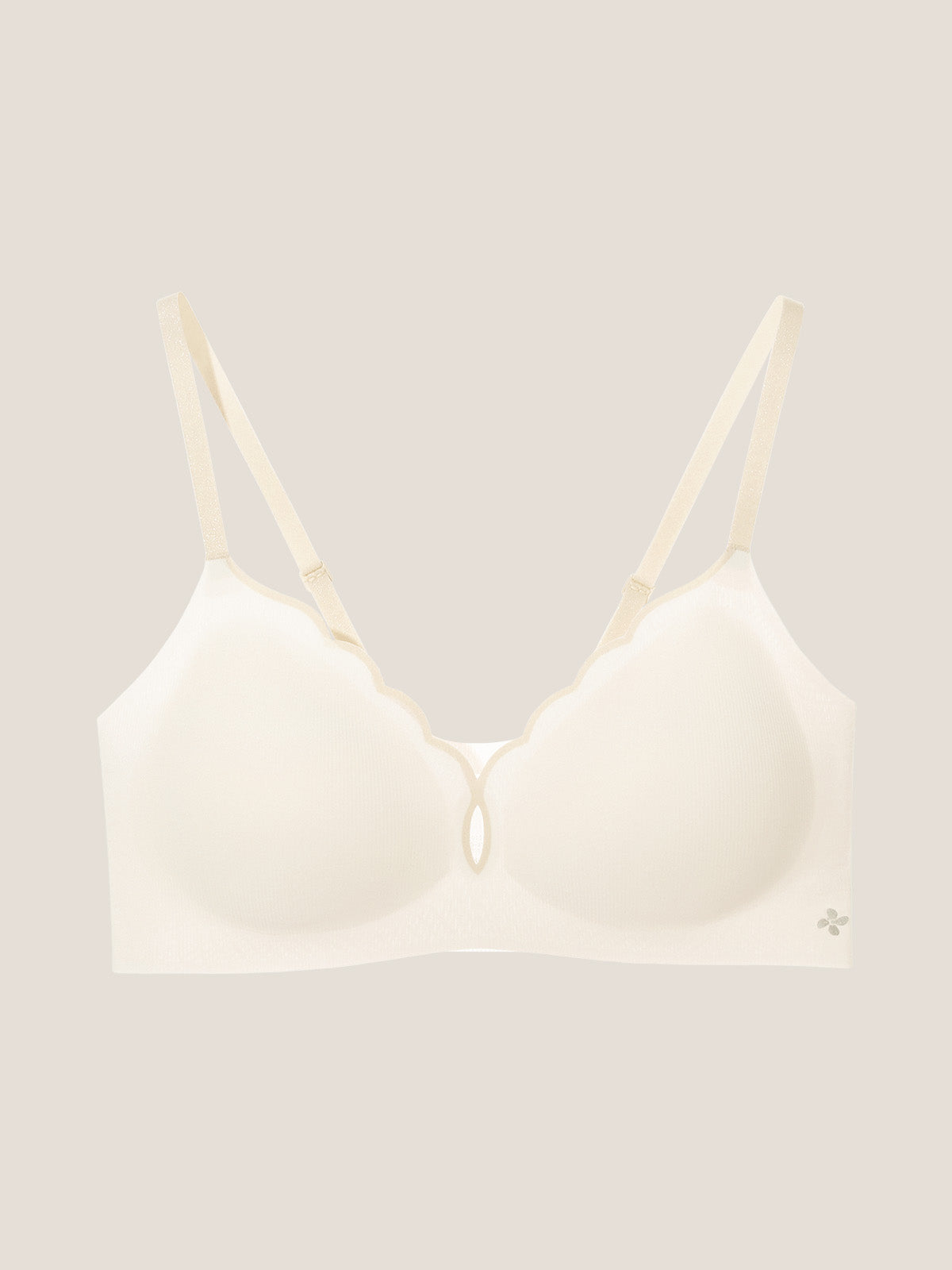Basic Seamless Deep V Scalloped Neck Cooling Bra - Smart Size