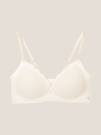 Basic Seamless Deep V Scalloped Neck Cooling Bra - Smart Size