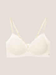 Basic Seamless Deep V Scalloped Neck Cooling Bra - Smart Size