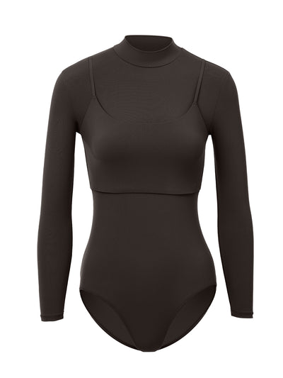 Layered Mock Neck Bodysuit