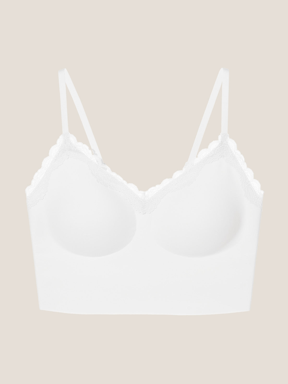 Basic Seamless Lace-Trimmed V-Neck Camisole Bra Top - Smart Size