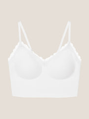 Basic Seamless Lace-Trimmed V-Neck Camisole Bra Top - Smart Size