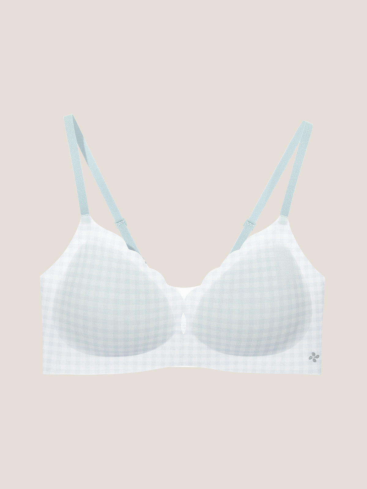 Basic Seamless Deep V Scalloped Neck Cooling Bra - Smart Size